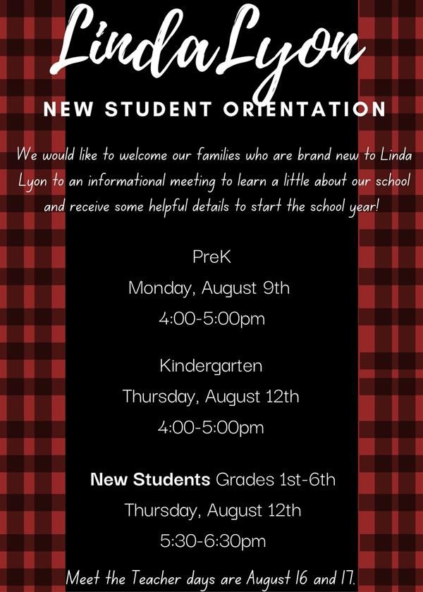  New to Linda Lyon? Come to our New Student Orientation!